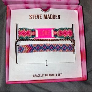 Steve Madden bracelet or anklet set colorful love pink